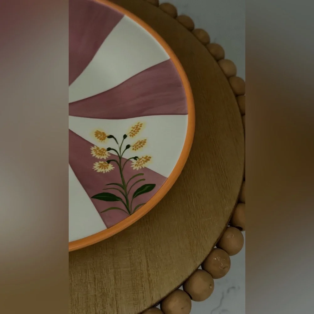 NWOT Anthropologie Pernille Rosenkilde Floral Pink Yellow Dessert Plate
